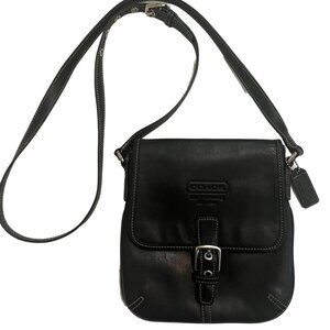Vintage Coach Black Small Crossbody Purse, 9353 Casual Adjustable Buckle Silver